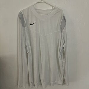 Nike Men's White Long Sleeve Tee with Black Accents